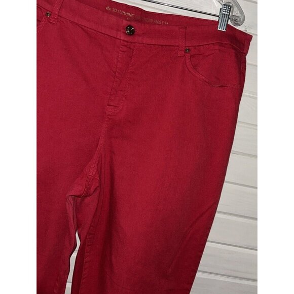 Chicos Sz 3 (16) Red So Slimming Girlfriend Ankle Jeans Pants Stretch EUC - Picture 4 of 12